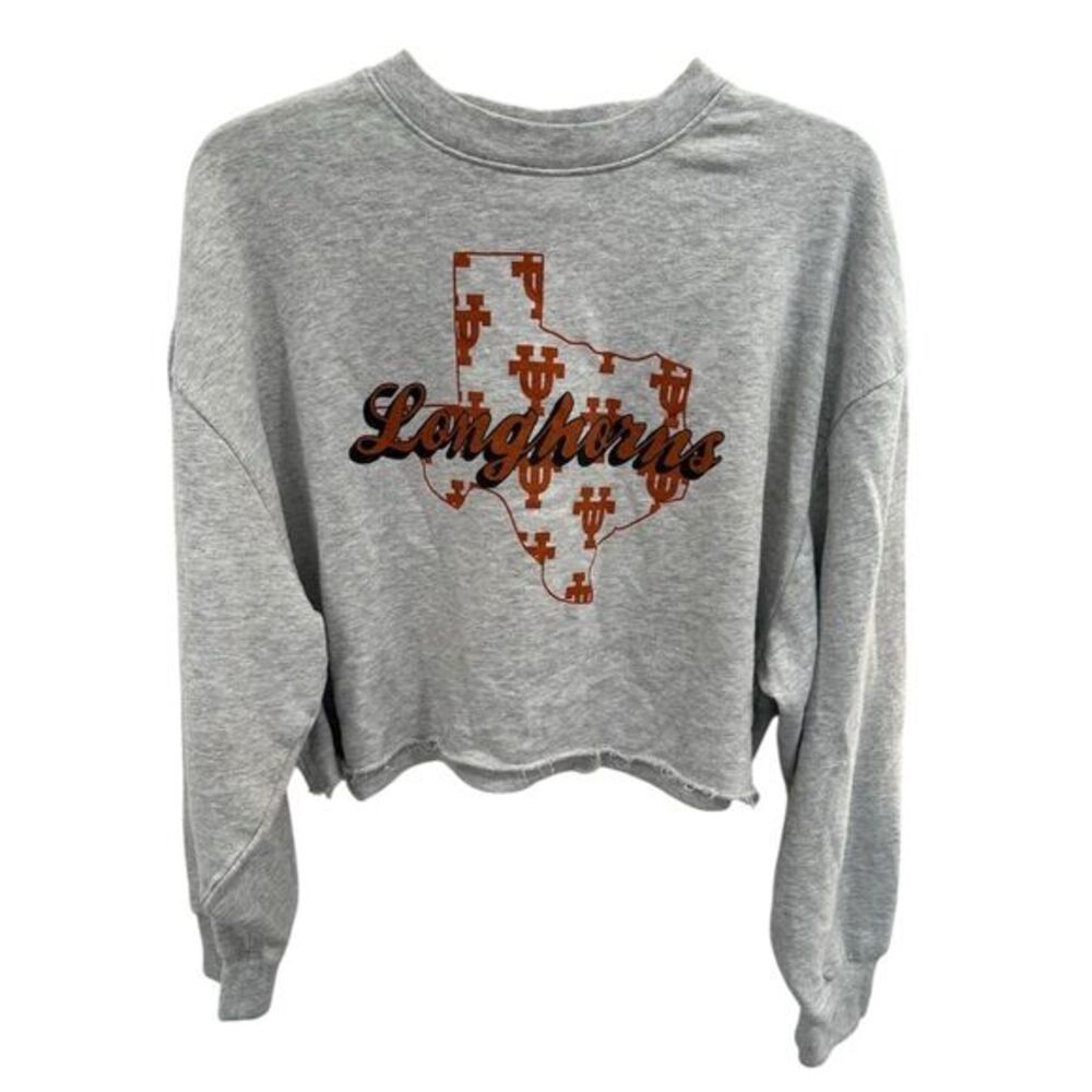 VS PINK Texas Longhorns Women's Cropped Fleece Sweatshirt Gray M